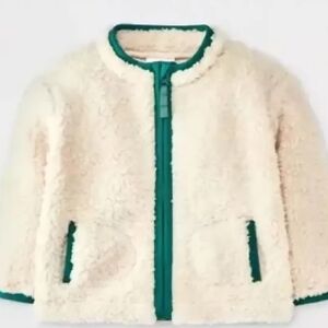 Infant Cat & Jack Faux Shearling Fur Jacket Cream/Green Sherpa Size 9-12 M